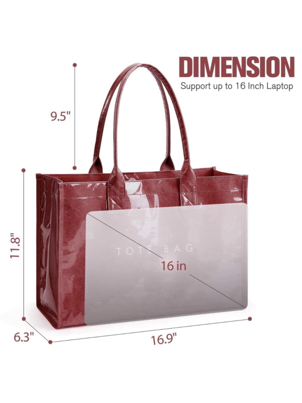 KALIDI Tote Bag Women Kraft Paper Pink Large - Picture 7 of 8